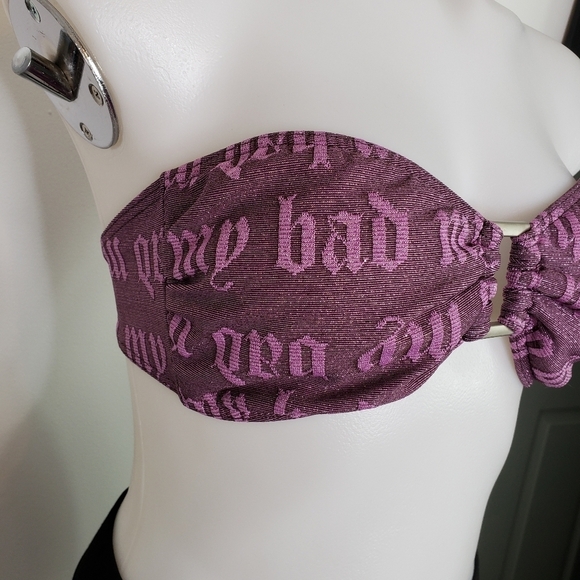 Maïa Swim bikini top pink shimmer "my bad" graphic - Picture 2 of 10